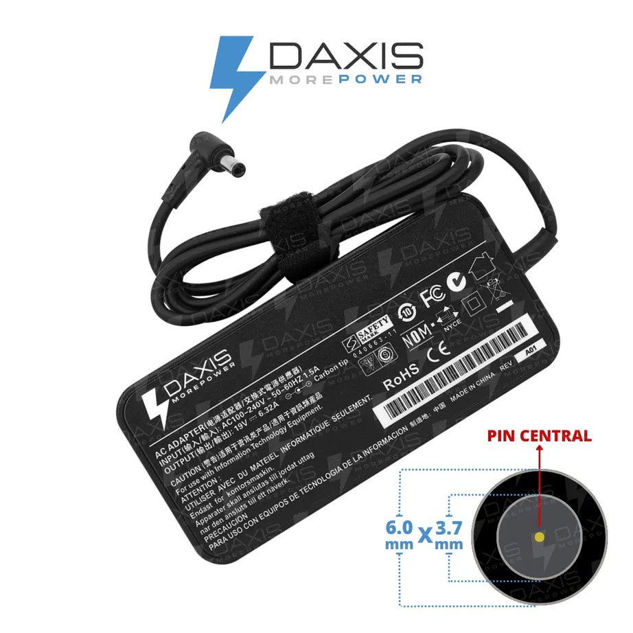 Cargador Daxis 19V 6.32A conector 6.0x3.7mm
