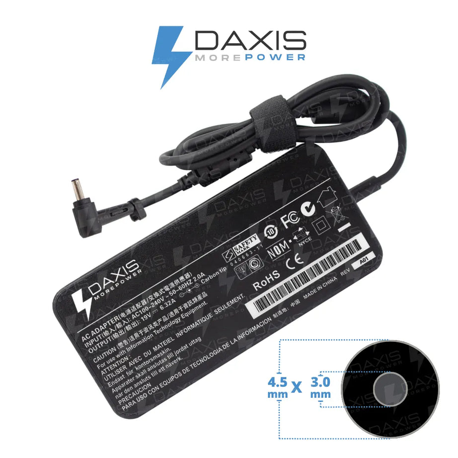 Cargador Daxis 20V 6.32A conector 4.5x3.0mm